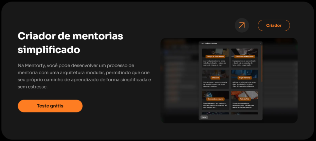 Construtor de mentorias da Mentorfy